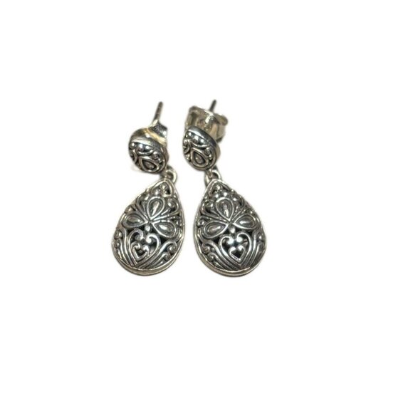 Samuel B New York Stamped 9.25 Sterling Silver Drop Dangle Chai Earrings - Picture 3 of 4